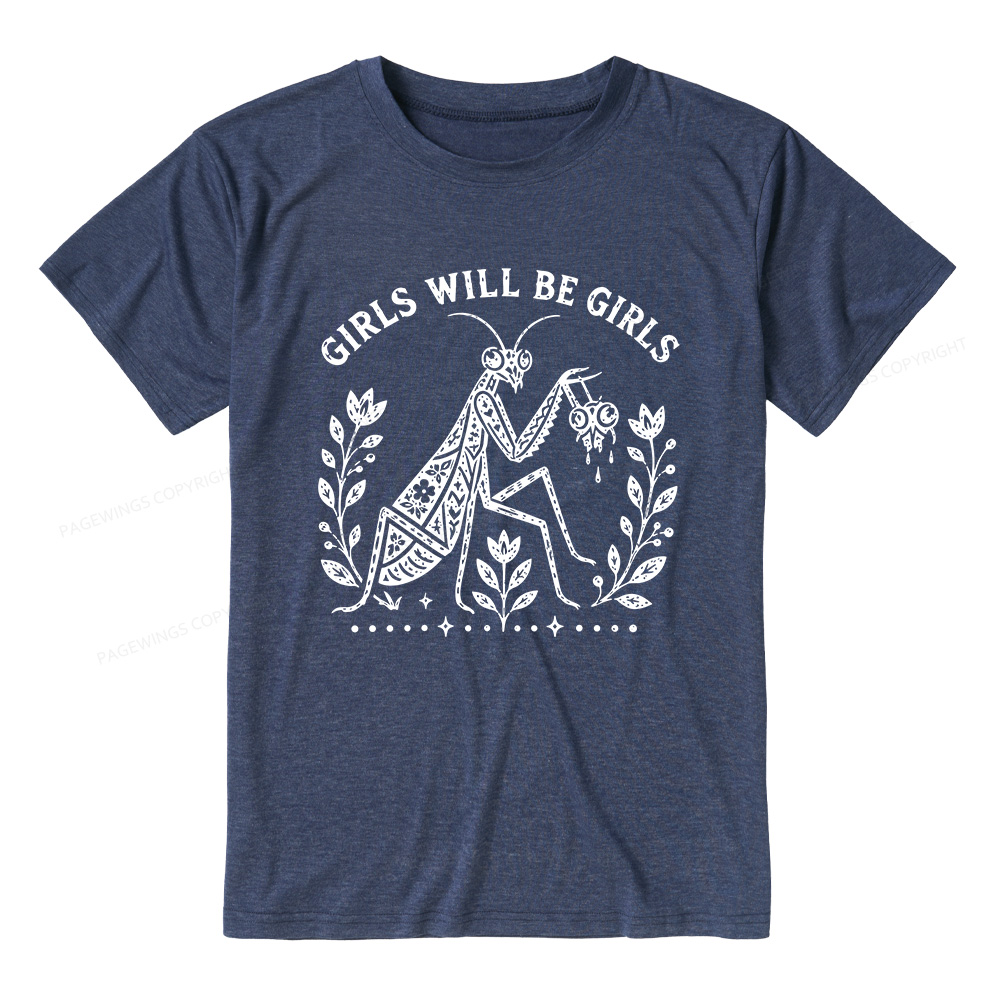 Pagewing Girls Will Be Girls16300 Bookish Unisex Heather T-Shirt