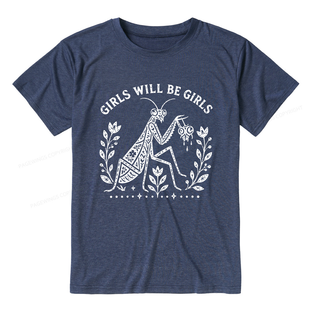 Pagewing Girls Will Be Girls16300 Bookish Unisex Heather T-Shirt
