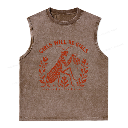 Pagewing Girls Will Be Girls16300 Bookish Unisex Washed Tank Top