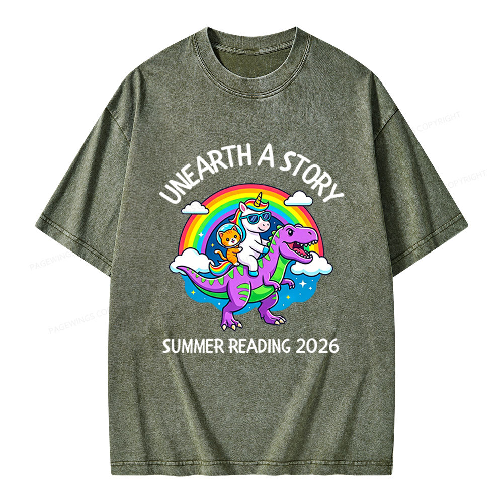 Pagewings Summer Reading Unisex Washed T-shirt