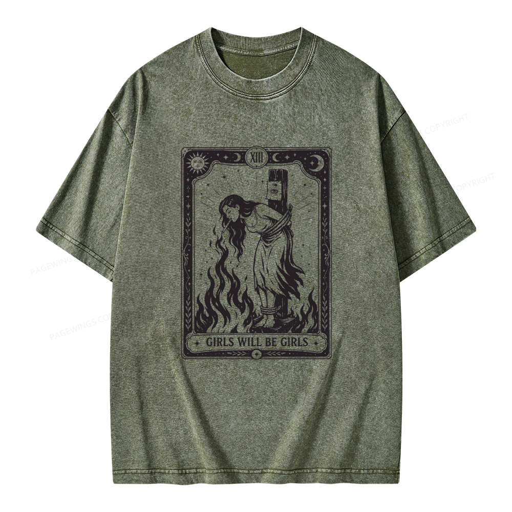 Pagewings Girls Will Be Girls Unisex Washed T-shirt