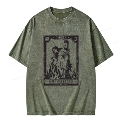 Pagewings Girls Will Be Girls Unisex Washed T-shirt