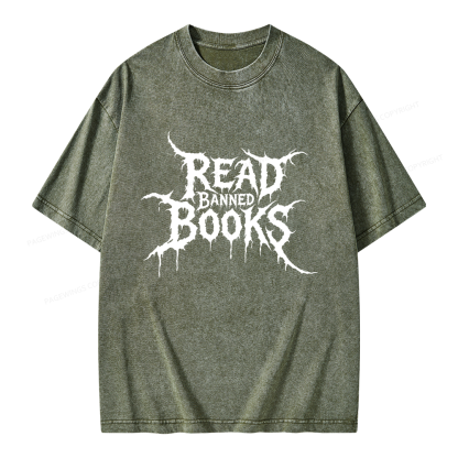 Pagewings Read Banned Books Unisex Washed T-shirt