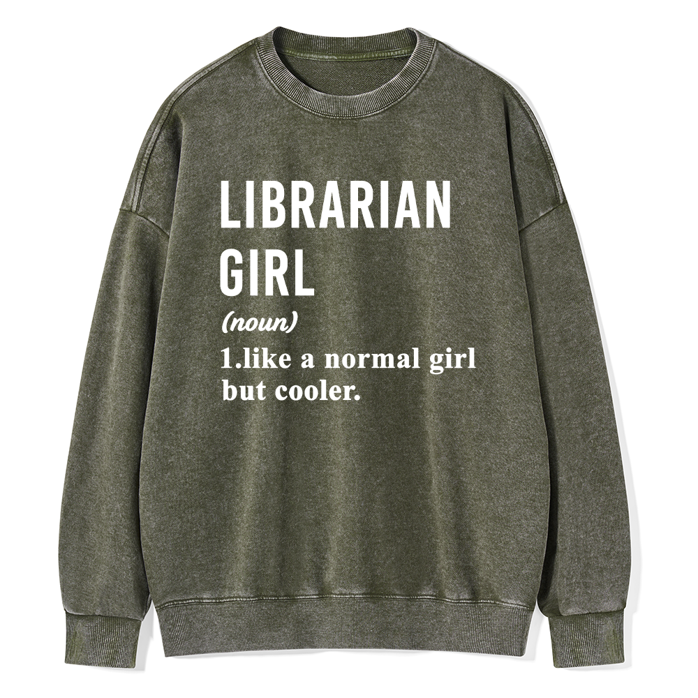 Pagewings Librarian Girl Unisex Washed Sweatshirt