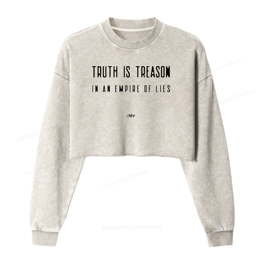Pagewings Dystopian Book Lover 16415 Bookish Washed Crop Sweatshirt