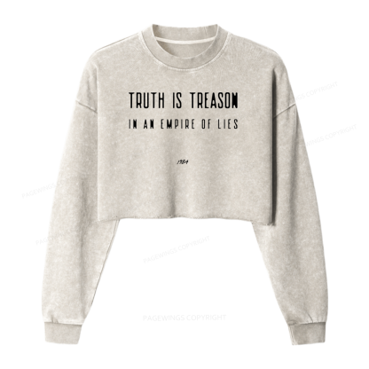 Pagewings Dystopian Book Lover 16415 Bookish Washed Crop Sweatshirt