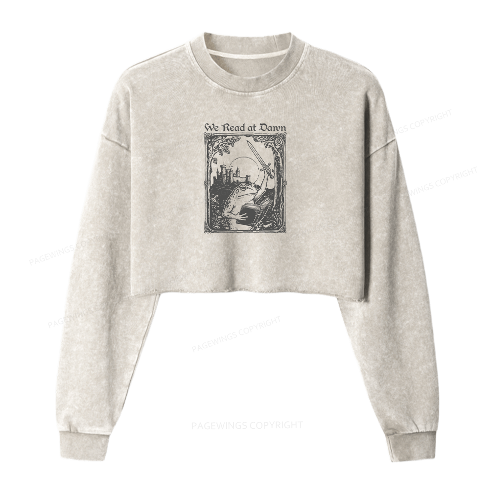 Pagewings We Read At Dawn 16443 Bookish Washed Crop Sweatshirt