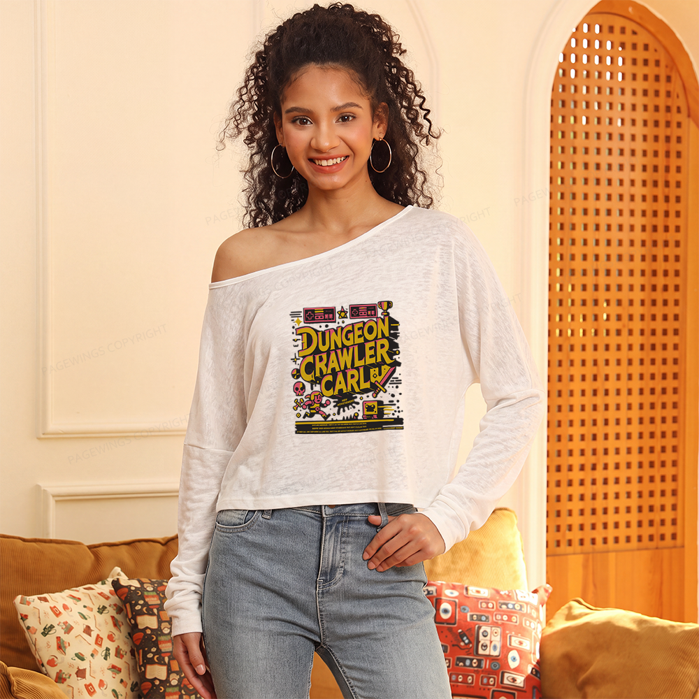 Pagewings Sci Fi Bookish Slouchy Long Sleeve Off Shoulder T-shirts