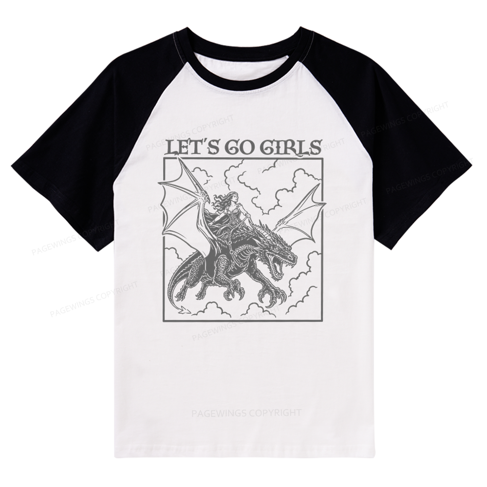 Pagewing Let's Go Girls Book Bookish Raglan T-shirt
