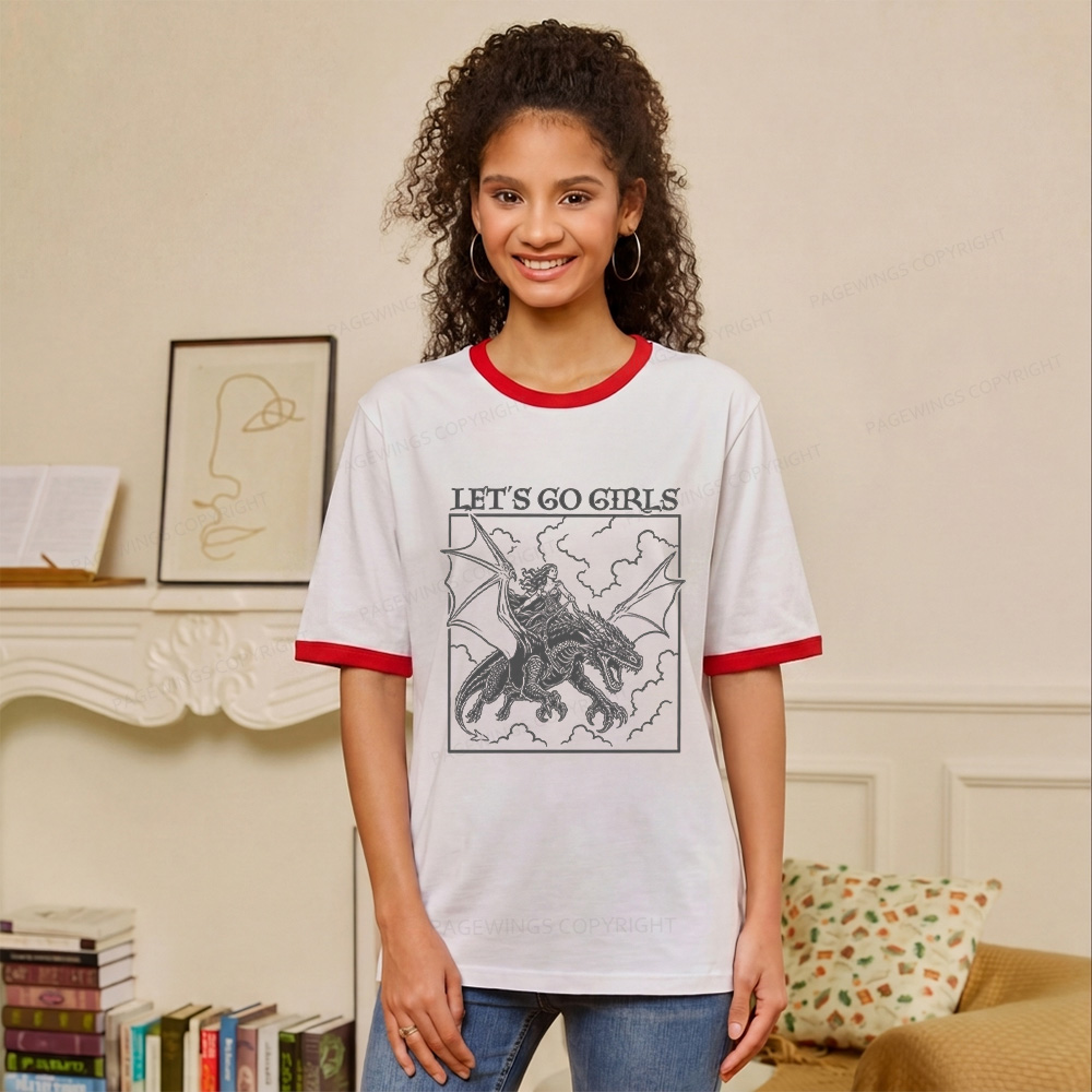 Pagewings Let's Go Girls Unisex Ringer T-Shirt 