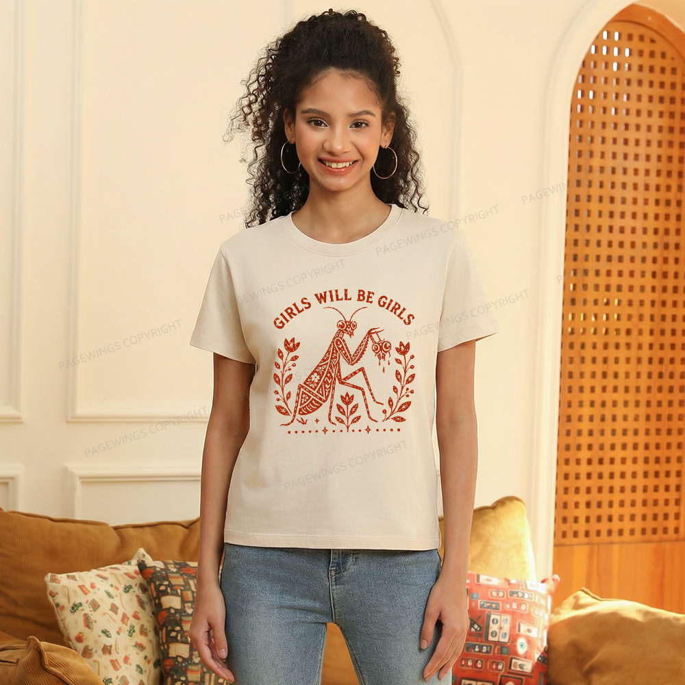 Pagewing Girls Will Be Girls Bookish Women's Washed T-shirt