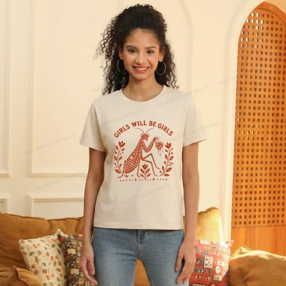 Pagewing Girls Will Be Girls Bookish Women's Washed T-shirt