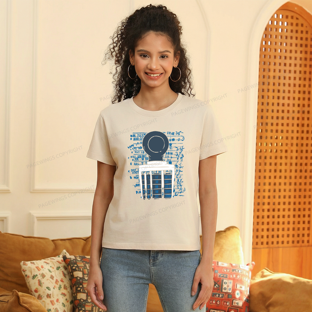 Pagewings Books Library Stamp Bookish Women's Washed T-shirt