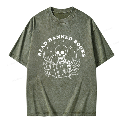 Pagewings Read Banned Books Unisex Washed T-shirt