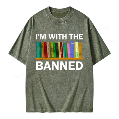 Pagewings I'm With The Banned Unisex Washed T-shirt