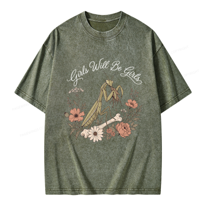 Pagewings Girls Will Be Girls Unisex Washed T-shirt