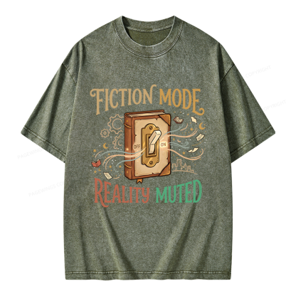 Pagewings Fiction Mode On Unisex Washed T-shirt