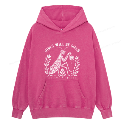 Pagewings Girls Will Be Girls Unisex Washed Hoodie