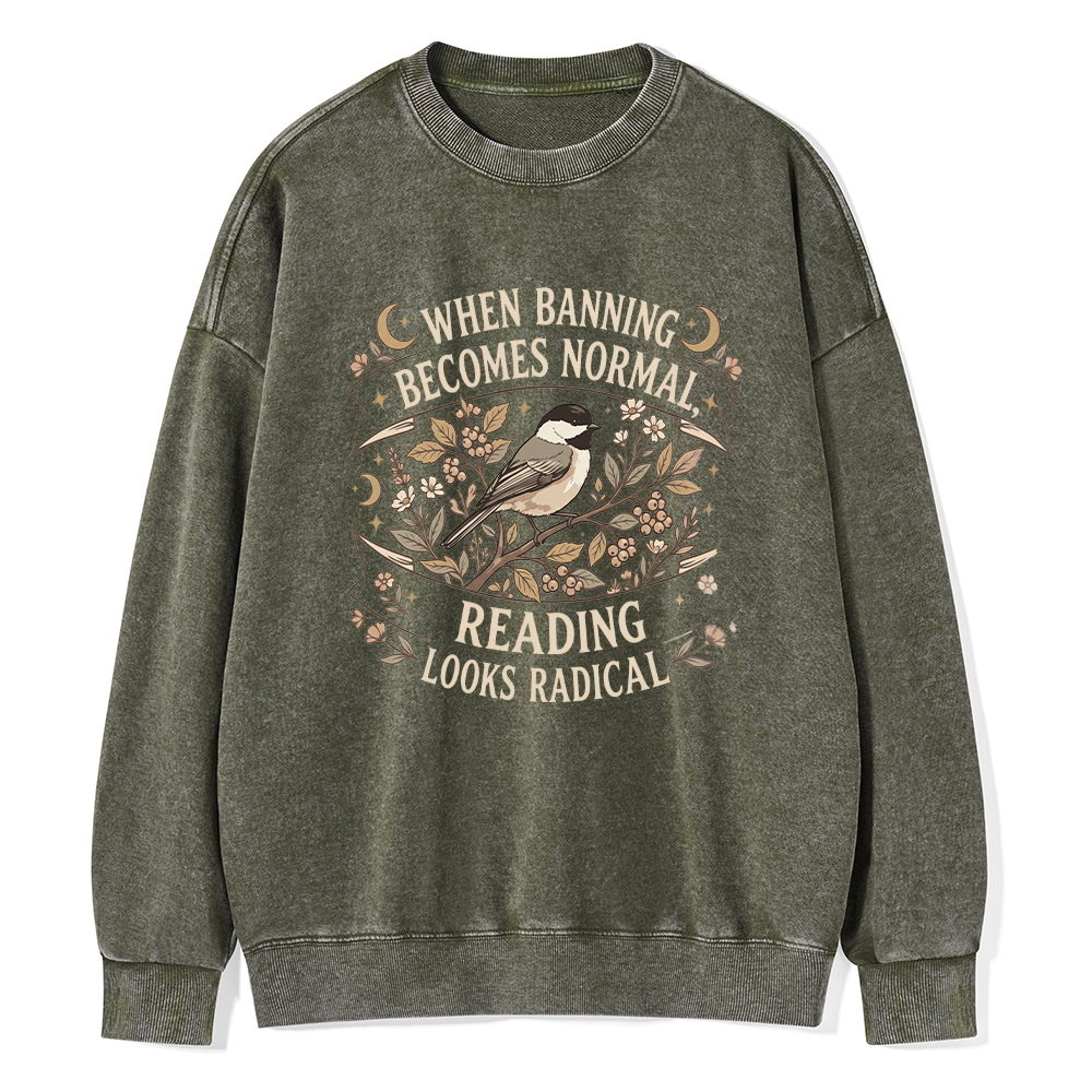 Pagewings Reading Looks Radical Unisex Washed Sweatshirt