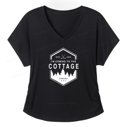 Pagewings Coming To The Cottage Soft Women's Modal V-neck T-shirt