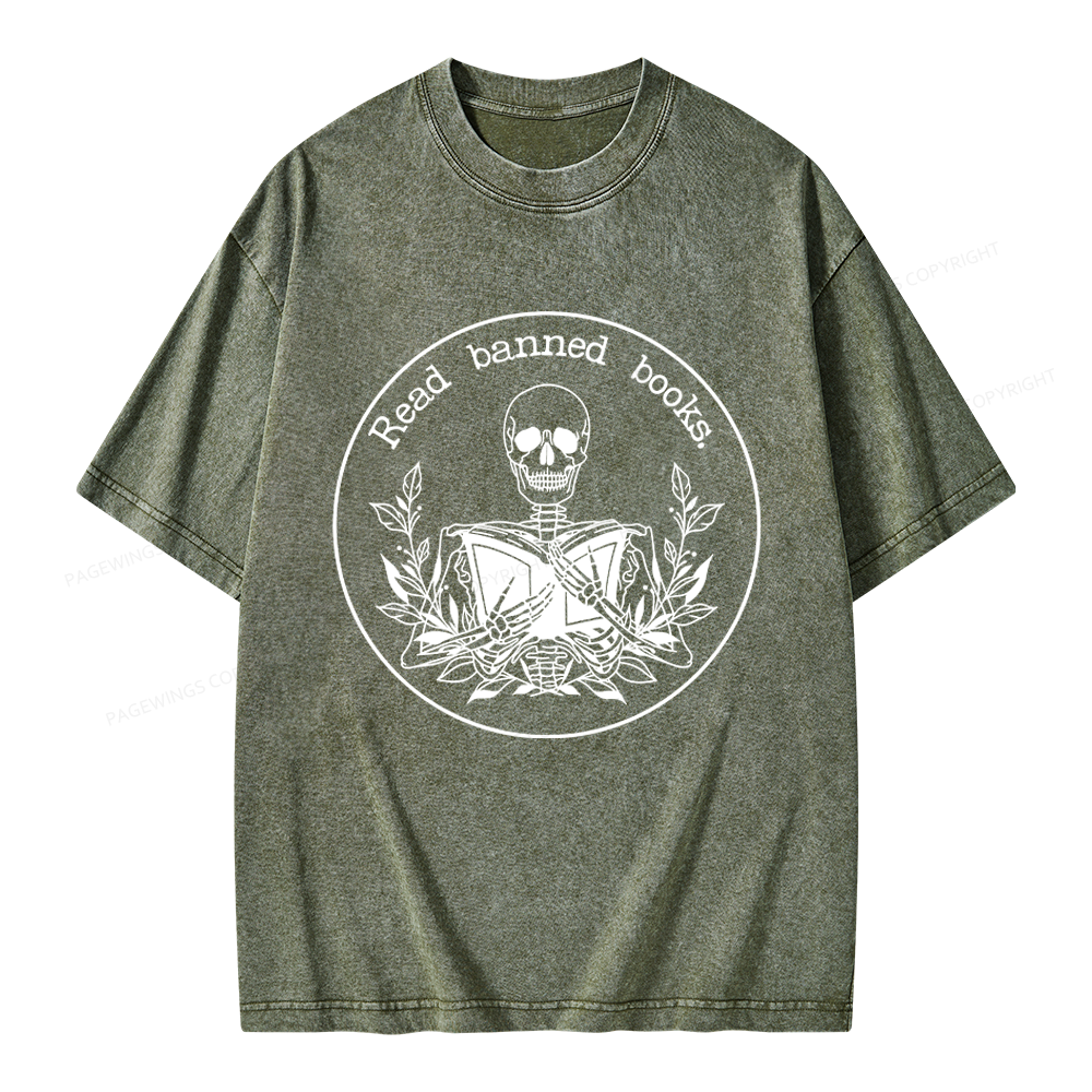 Pagewings Read Banned Books Unisex Washed T-shirt