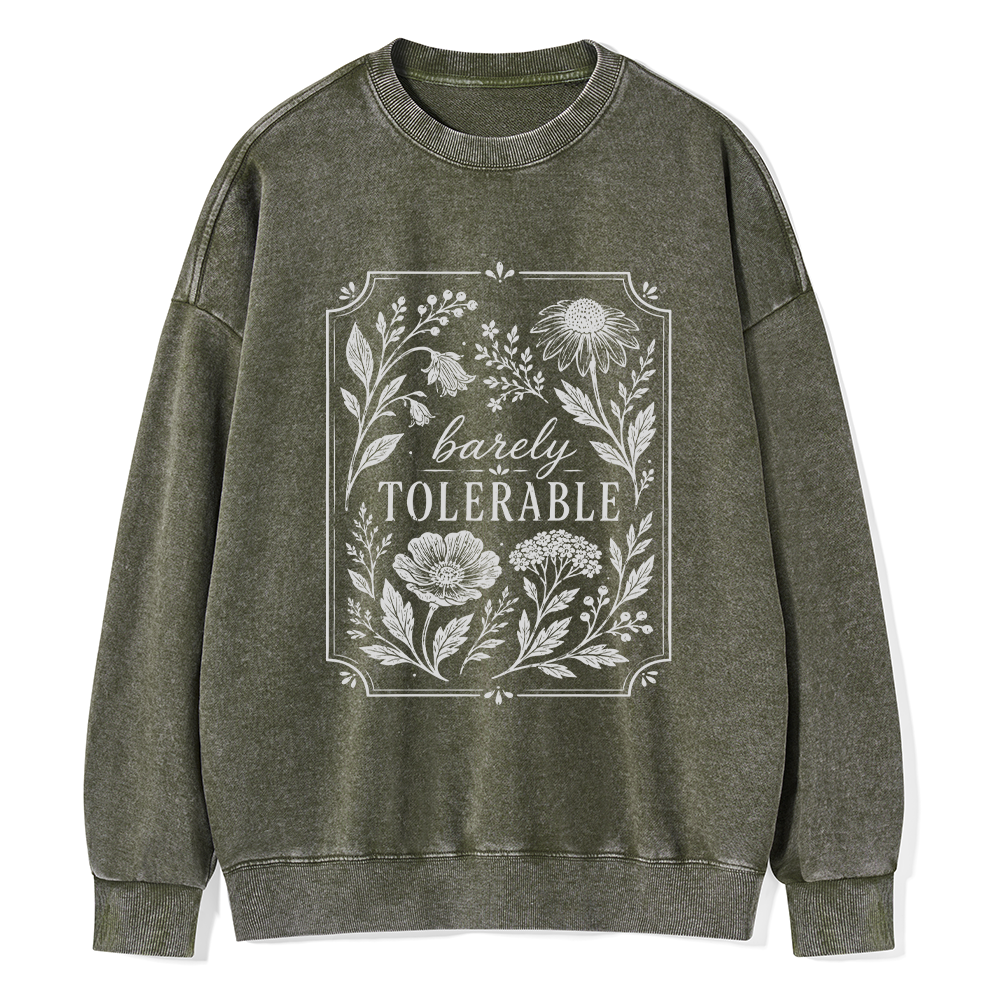 Pagewings Barely Tolerable Unisex Washed Sweatshirt