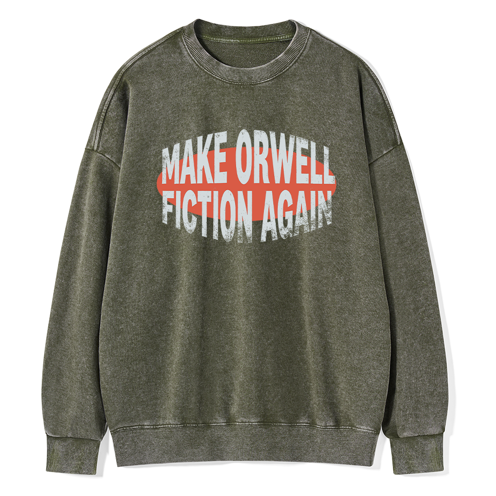 Pagewings Make Orwell Fiction Again Unisex Washed Sweatshirt