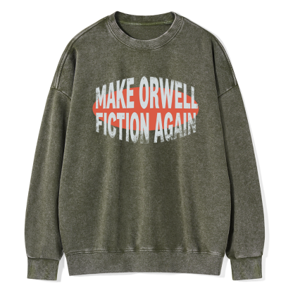 Pagewings Make Orwell Fiction Again Unisex Washed Sweatshirt