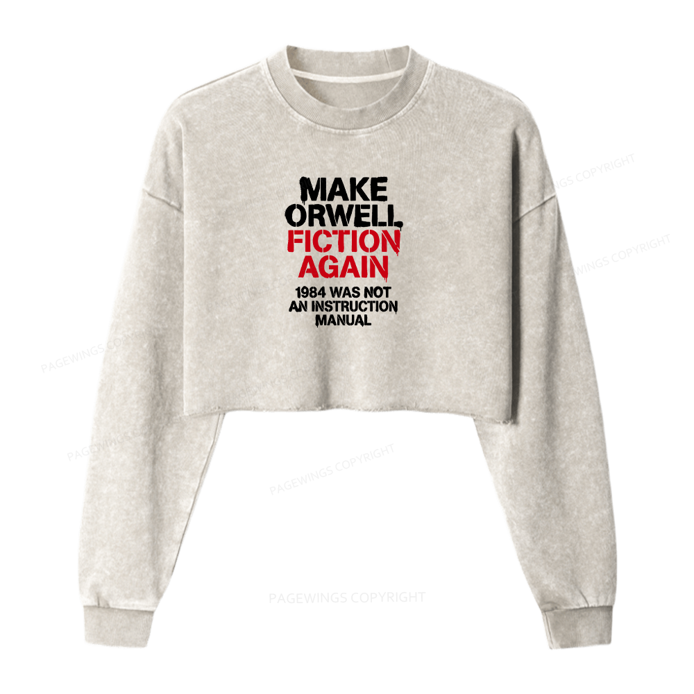 Pagewings Dystopian Bookish Washed Crop Sweatshirt