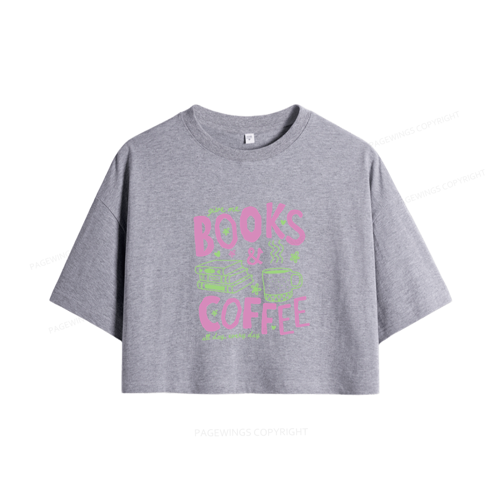 Pagewings Books and Coffee Women Crop Tops
