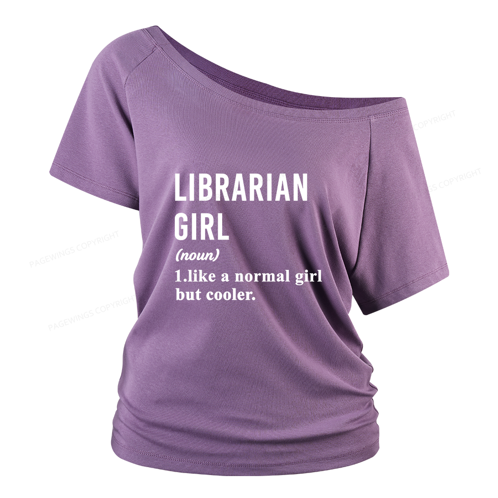 Pagewings Librarian Girl Women Off Shoulder T-shirts