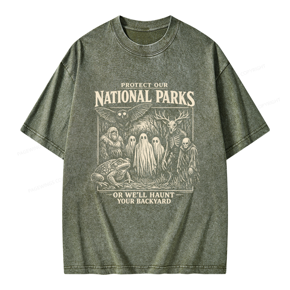Pagewings Protect Our National Parks Unisex Washed T-shirt