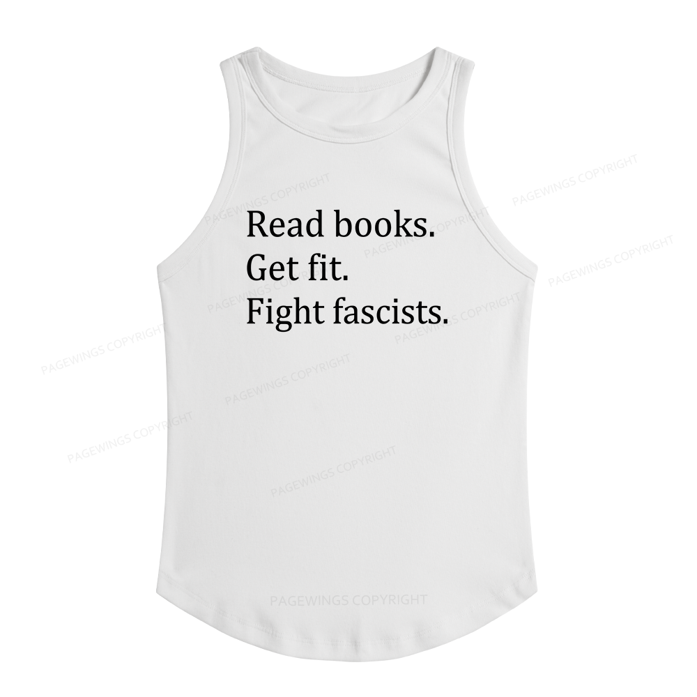 Pagewings Read Books Get Fit Fight Fascists Women's Fitted Tank Top 