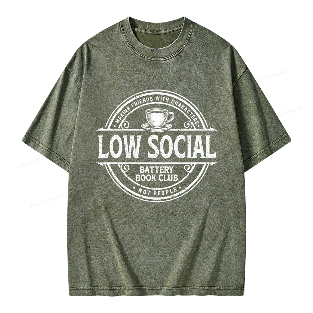 Pagewing Anti Social Book Club Unisex Washed T-shirt