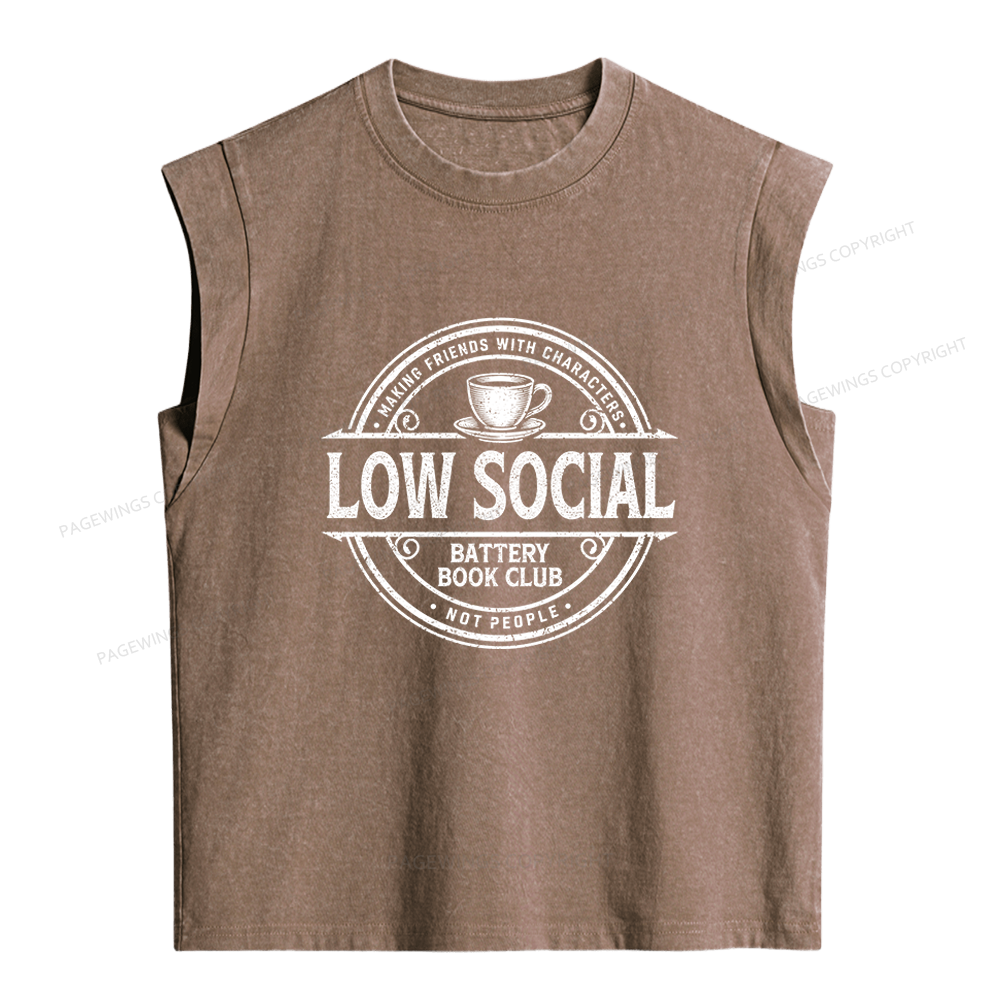 Pagewing Anti Social Book Club Women's Washed Tank Top