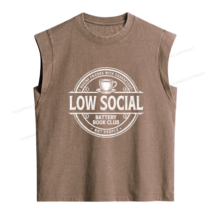 Pagewing Anti Social Book Club Women's Washed Tank Top