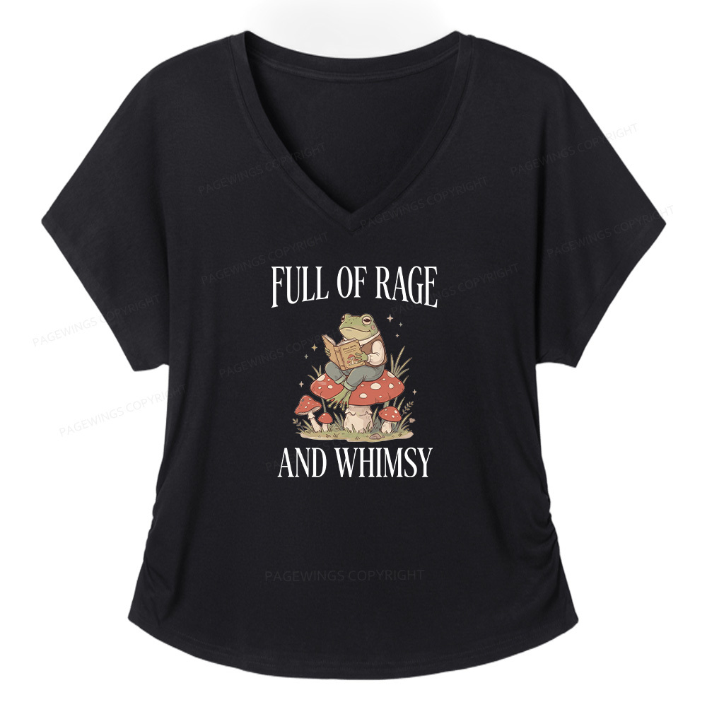 Pagewings Full of Rage and Whimsy  Soft Women's Modal V-neck T-shirt  