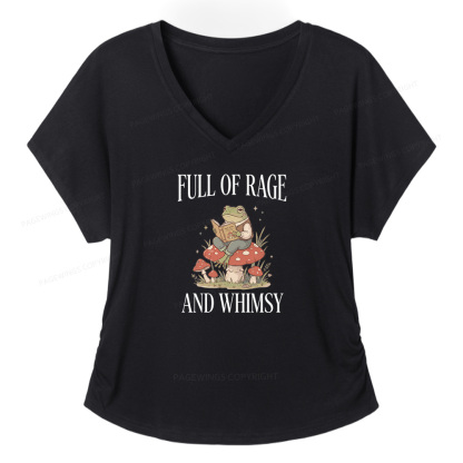 Pagewings Full of Rage and Whimsy  Soft Women's Modal V-neck T-shirt  