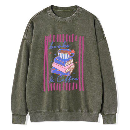 Pagewings Books and Coffee Unisex Washed Sweatshirt