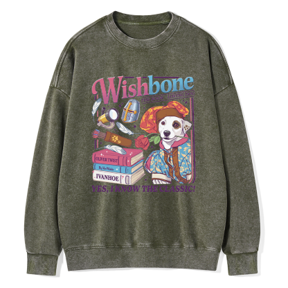 Pagewings Wishbone Dog Unisex Washed Sweatshirt