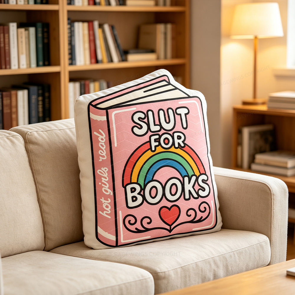 Pagewings Smutty Books Shaped Throw Pillow