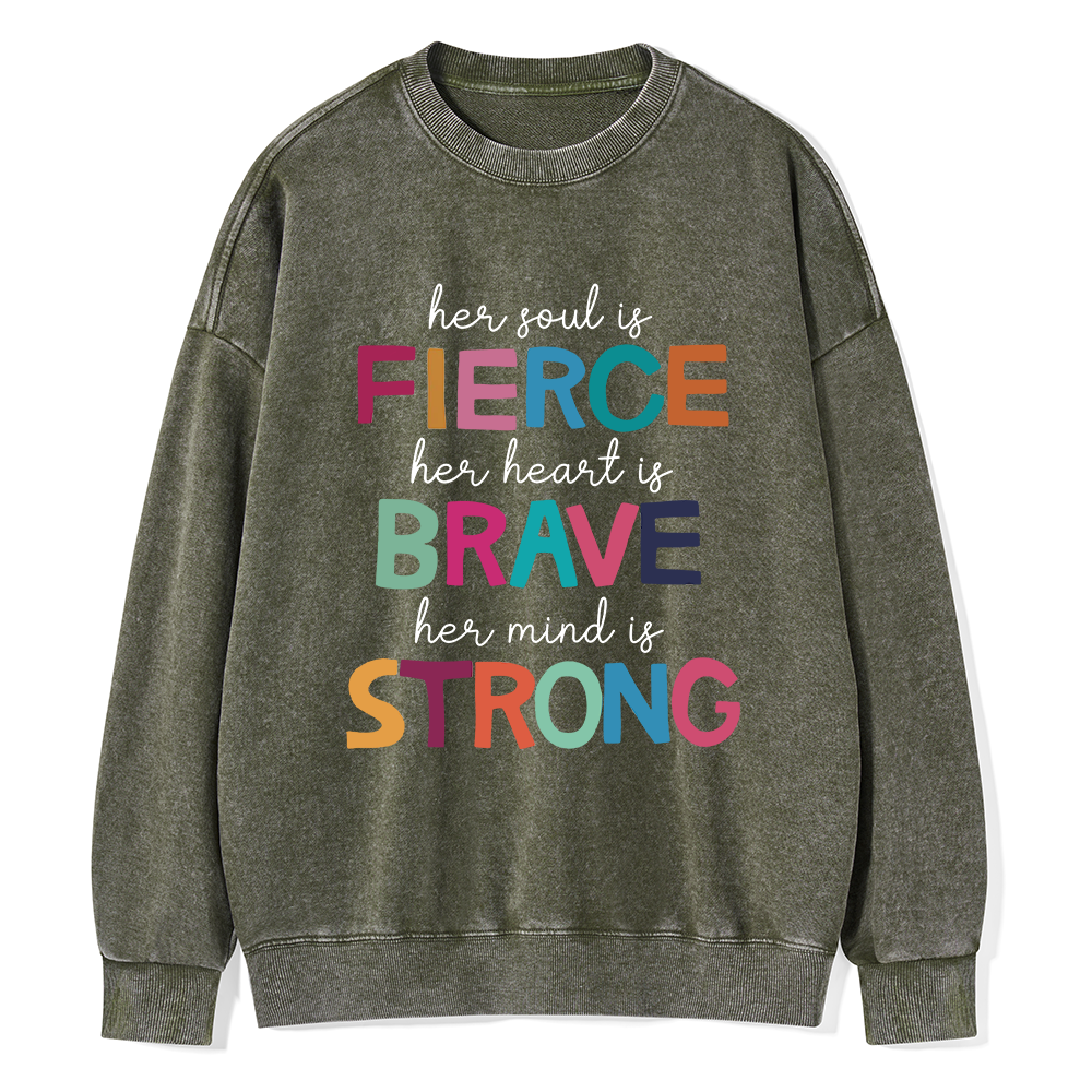 Pagewings Her Soul Is Fierce Unisex Washed Sweatshirt