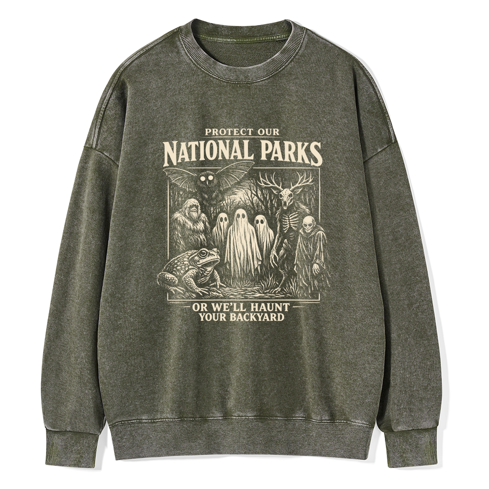 Pagewings Protect Our National Parks Unisex Washed Sweatshirt