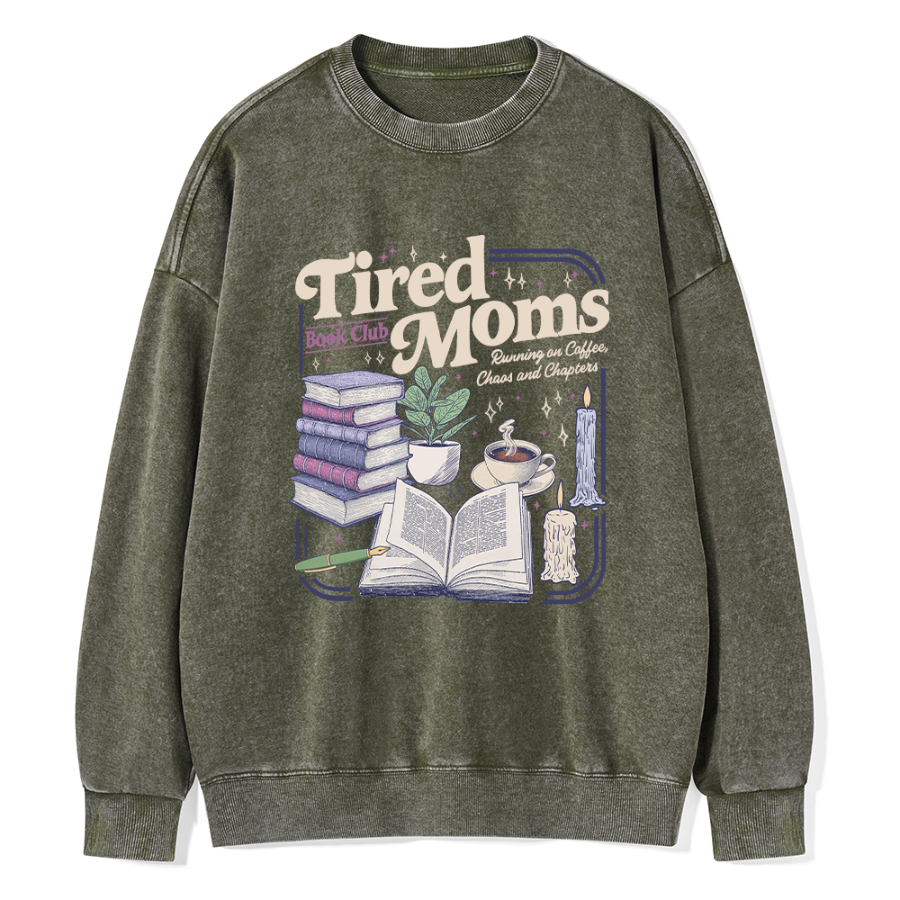 Pagewings Tired Moms Book Club Unisex Washed Sweatshirt