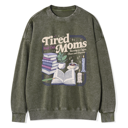 Pagewings Tired Moms Book Club Unisex Washed Sweatshirt