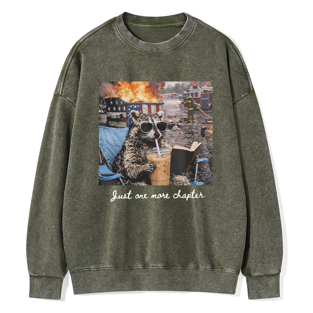 Pagewings Just One More Chapter Unisex Washed Sweatshirt