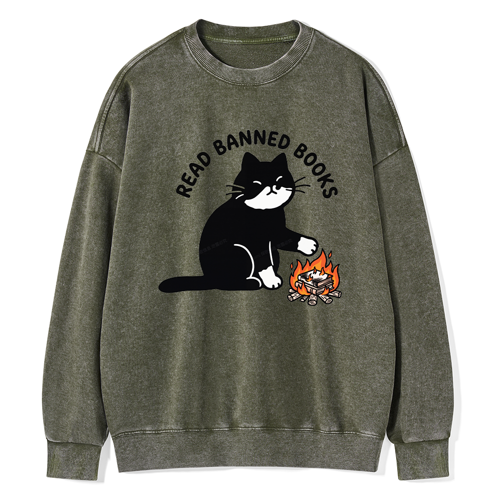 Pagewings Read Banned Books Unisex Washed Sweatshirt