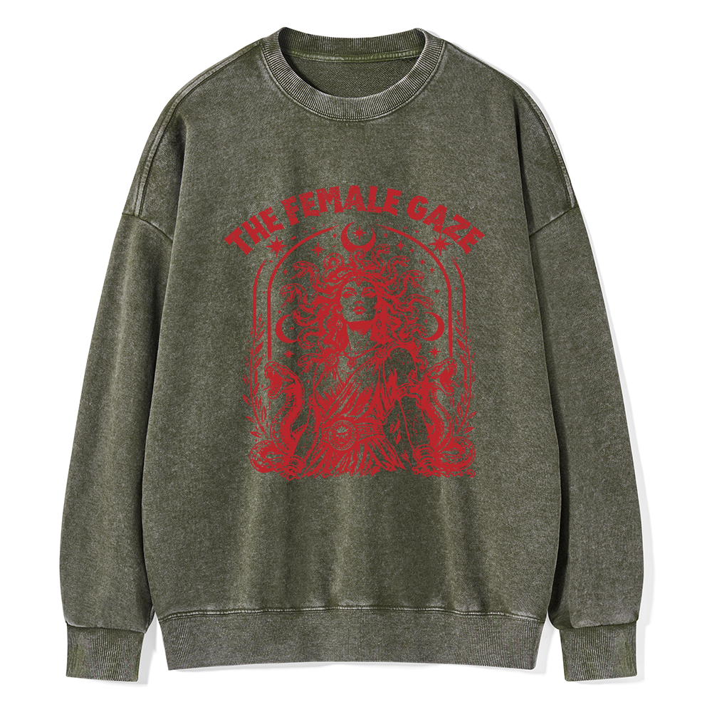 Pagewings Vintage Medusa Feminist Unisex Washed Sweatshirt