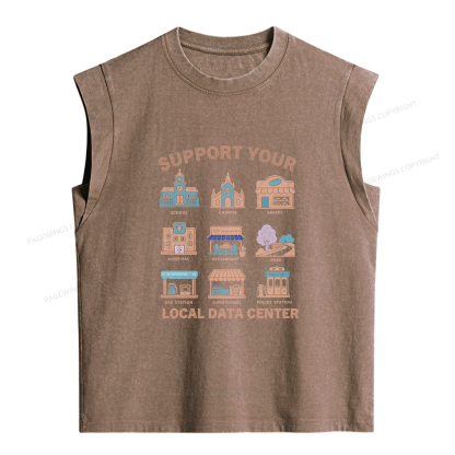 Pagewings Support Your Local Data Center Women's Washed Tank Top