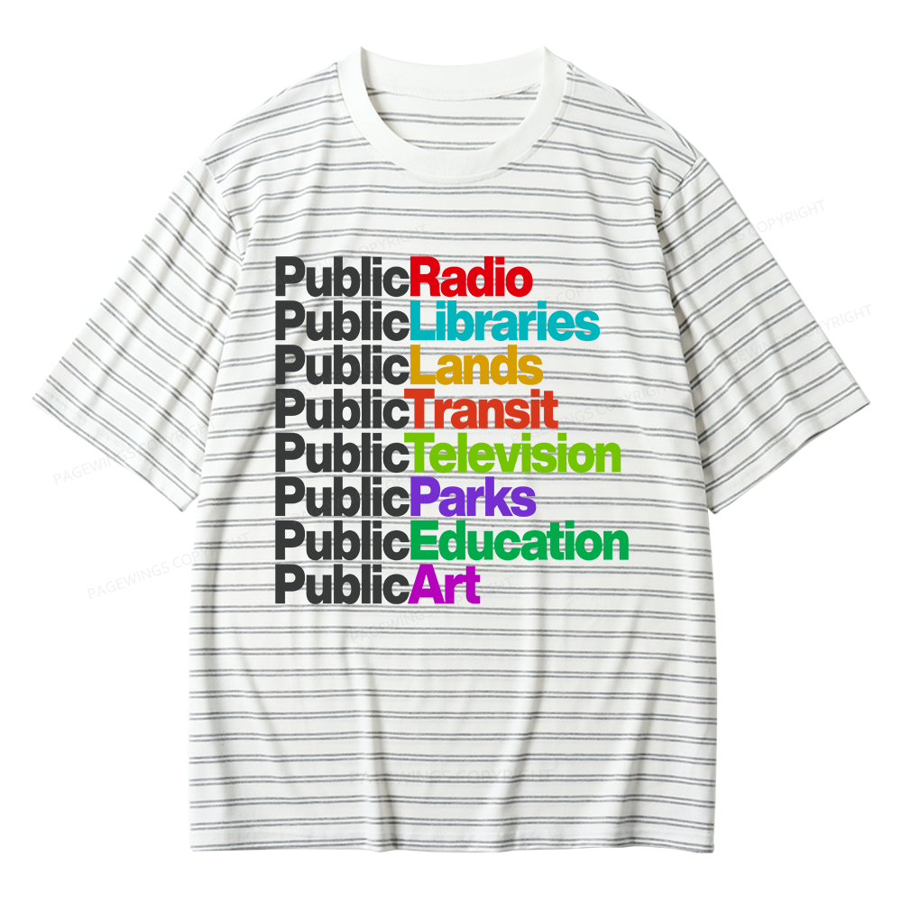 Pagewings Public Libraries Unisex Striped T-Shirt